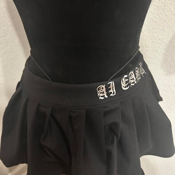 Ai Cash Black pleated mini skirt with silver lettering - Picture 7 of 8